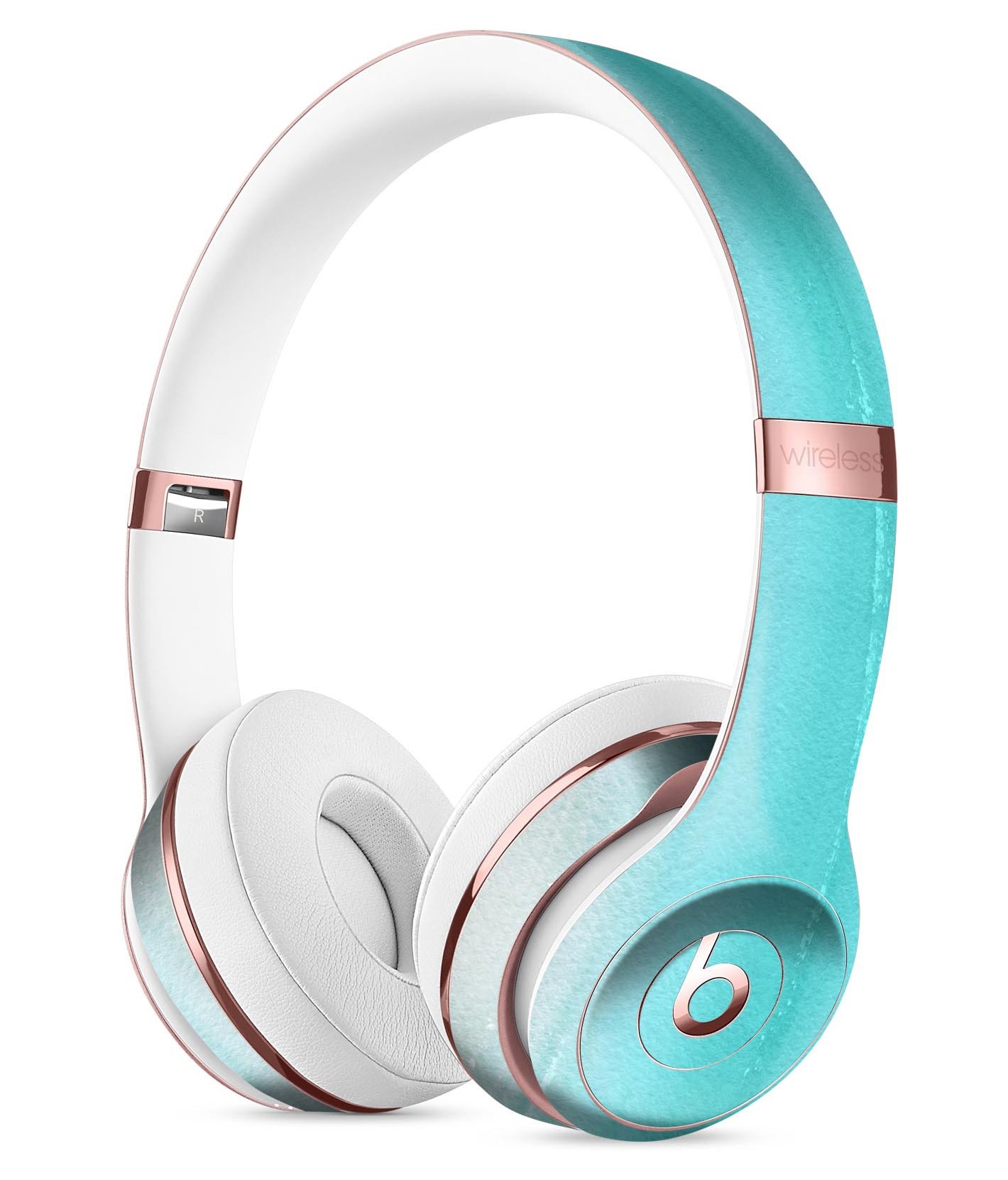 Lined Mint 9672 Absorbed Watercolor Texture Skin Kit for Beats by Dre Solo 3 Wireless Headphones, showcasing vibrant colors and artistic design.